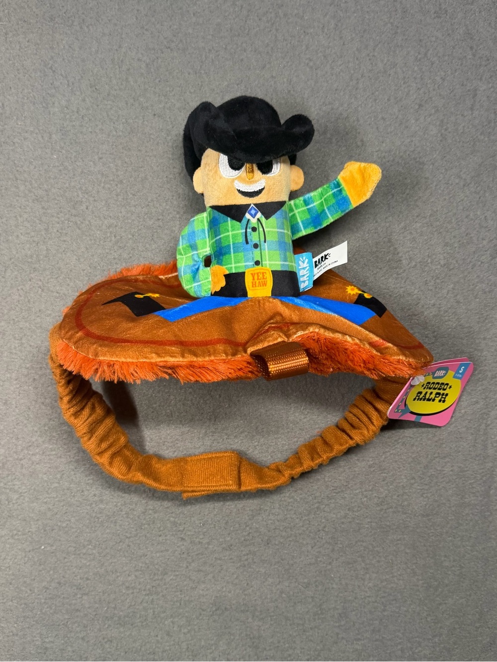 Bark Orange Cowboy Plush Dog Wearable Toy Saddle